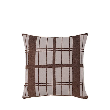 Broste Copenhagen Chequer Kussen Bruin Incl Vulling - W50XL50CM 2 Broste Copenhagen Chequer Kussen Bruin Incl Vulling - W50XL50CM - Afbeelding 2