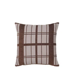 Broste Copenhagen Chequer Kussen Bruin Incl Vulling - W50XL50CM