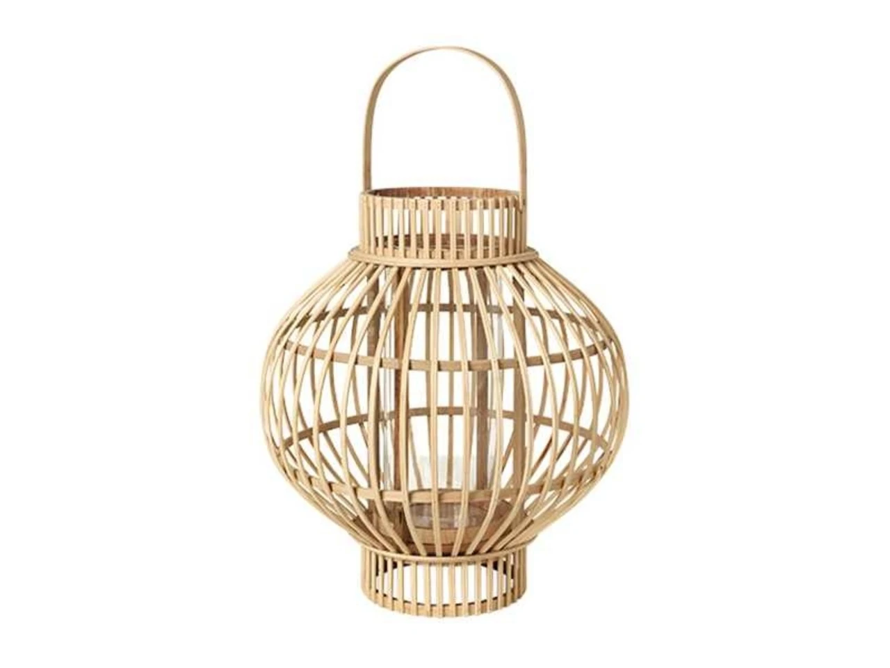 Broste Copenhagen Globus Lantaarn Bamboe/glas-Ø36XH40CM 1 Broste Copenhagen Globus Lantaarn Bamboe/glas-Ø36XH40CM