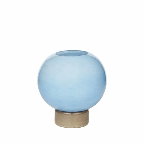 Broste Copenhagen Mari Vaas Glas Lichtblauw/taupe - Ø20xh21cm 2 Broste Copenhagen Mari Vaas Glas Lichtblauw/taupe - Ø20xh21cm - Afbeelding 2