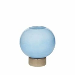 Broste Copenhagen Mari Vaas Glas Lichtblauw/taupe - Ø20xh21cm