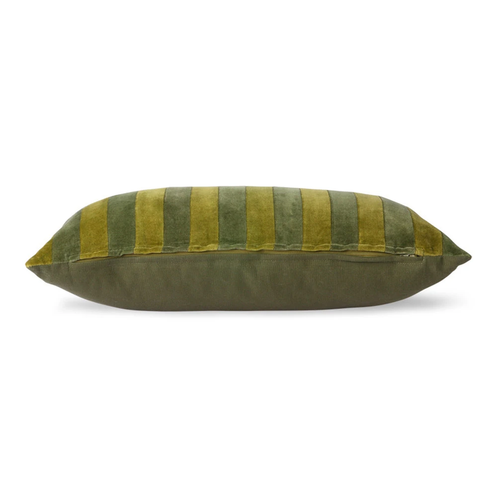 HKliving Gestreept Velvet Kussen -groen/camo 30x50cm 3 HKliving Gestreept Velvet Kussen -groen/camo 30x50cm - Afbeelding 3