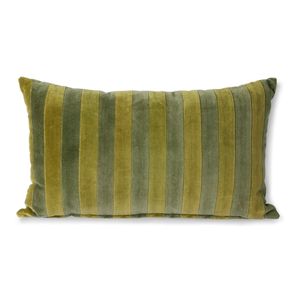 HKliving Gestreept Velvet Kussen -groen/camo 30x50cm 1 HKliving Gestreept Velvet Kussen -groen/camo 30x50cm