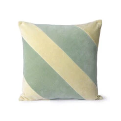 HKliving Gestreept Velvet Kussen - Mint/groen 45x45cm