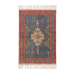 HKliving Printed Badmat - Rood/blauw