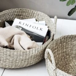 House Doctor Carry Mand Naturel - Set Van Drie -Decoratieve Artikelen Winkel house doctor carry mand naturel set van drie 2