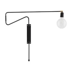 House Doctor Swing Wandlamp Zwart Metaal Messing Verstelbaar
