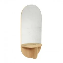 Hubsch Wandspiegel Eikenhout Met Plank - Naturel