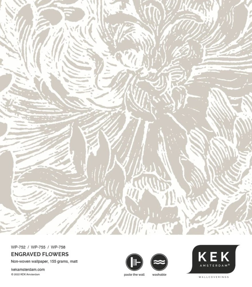 KEK Amsterdam Engraved Bloemen Behang Grijs WP-752 200x280cm 3 KEK Amsterdam Engraved Bloemen Behang Grijs WP-752 200x280cm - Afbeelding 3