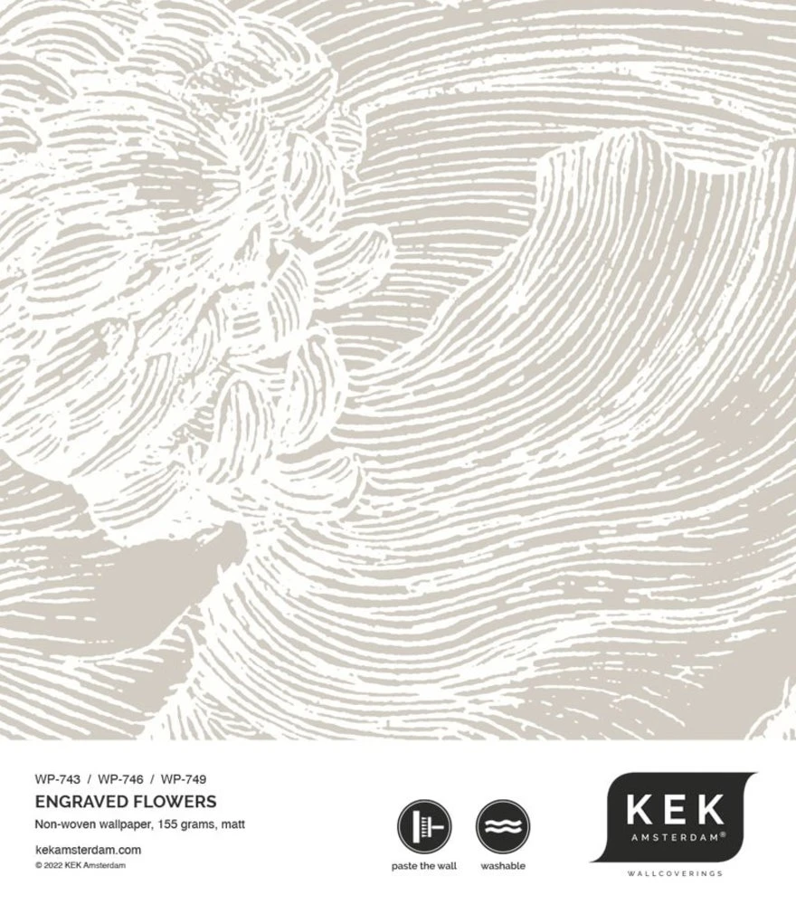 KEK Amsterdam Engraved Bloemen Behang WP-746 Grijs 300x280cm 4 KEK Amsterdam Engraved Bloemen Behang WP-746 Grijs 300x280cm - Afbeelding 4