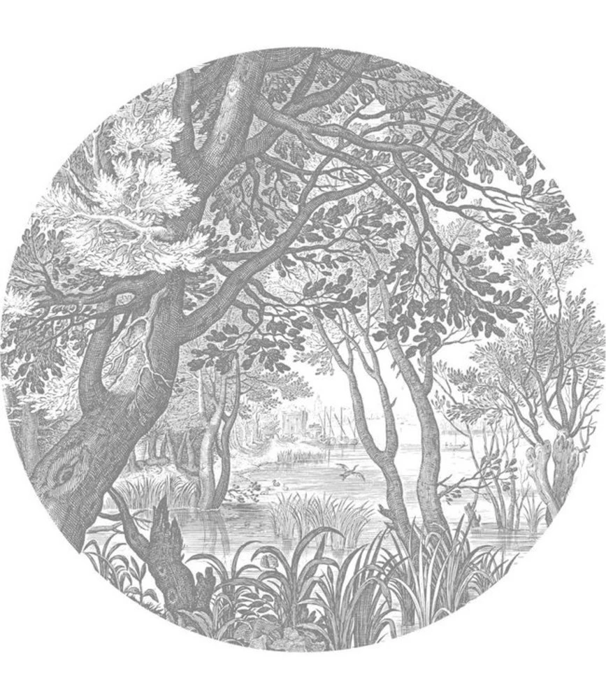 KEK Amsterdam Engraved Landscapes Cirkelbehang CK-044 - ø190cm 1 KEK Amsterdam Engraved Landscapes Cirkelbehang CK-044 - ø190cm