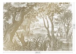 KEK Amsterdam Engraved Landscapes Goud Behang MW-042 - 400x280cm