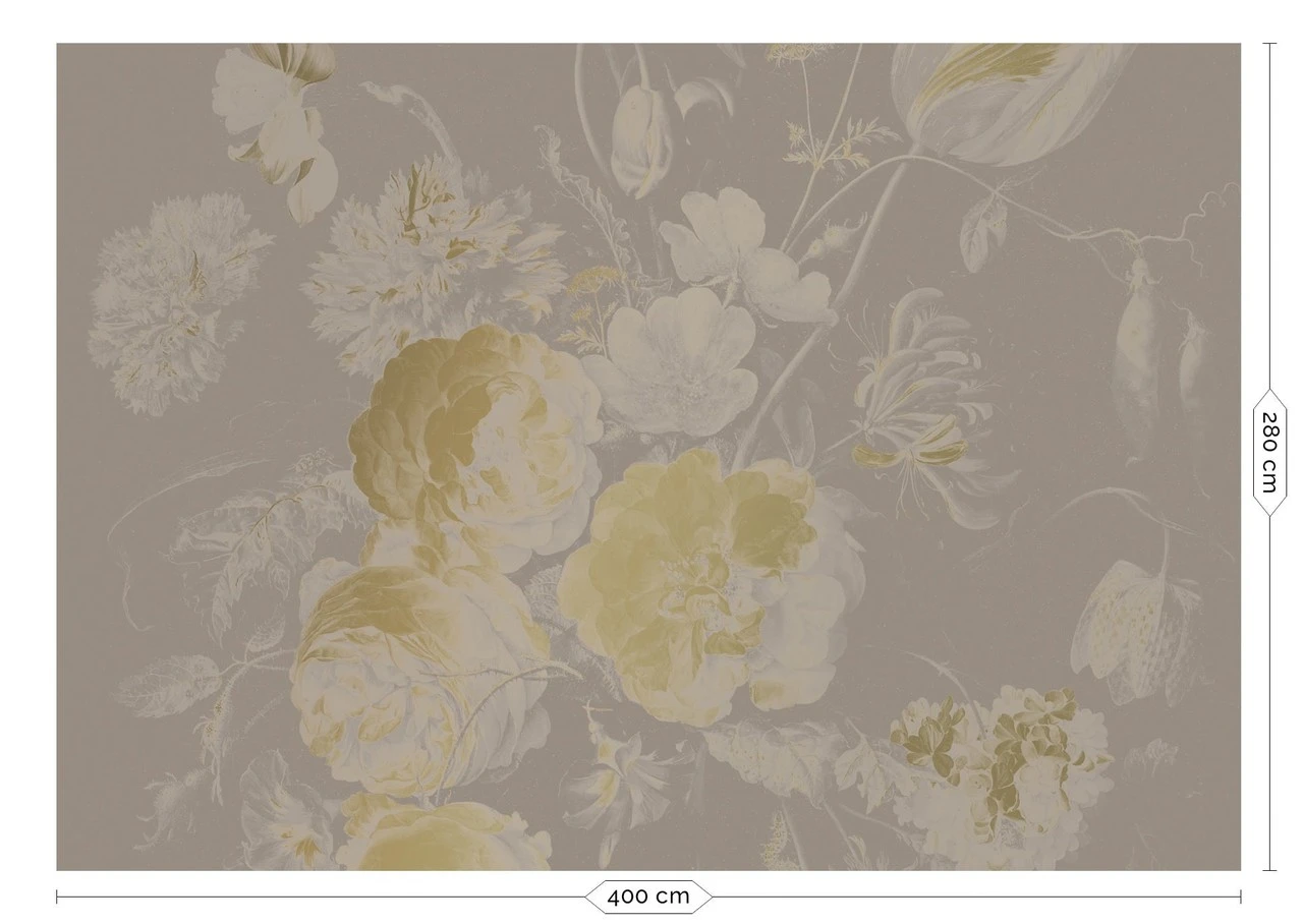 KEK Amsterdam Golden Age Flowers Goud Behang MW-045 - 400x280cm 1 KEK Amsterdam Golden Age Flowers Goud Behang MW-045 - 400x280cm