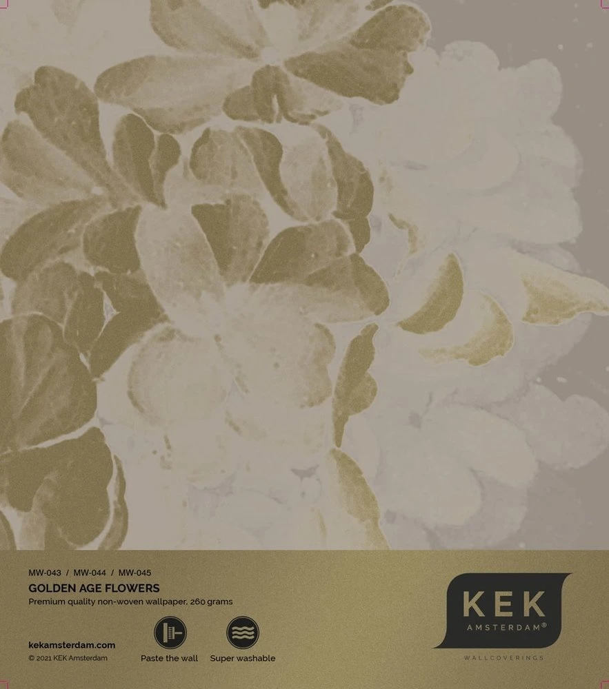 KEK Amsterdam Golden Age Flowers Goud Behang MW-045 - 400x280cm 3 KEK Amsterdam Golden Age Flowers Goud Behang MW-045 - 400x280cm - Afbeelding 3