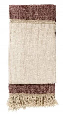 Nordal Bedsprei Met Franjes Linnen - Burgundy/roze 2 Nordal Bedsprei Met Franjes Linnen - Burgundy/roze - Afbeelding 2