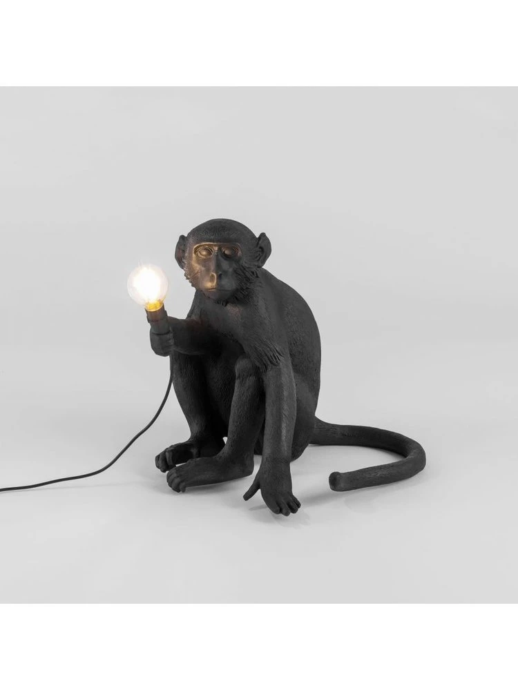 Seletti Monkey Lamp Sitting - Zwart 2 Seletti Monkey Lamp Sitting - Zwart - Afbeelding 2