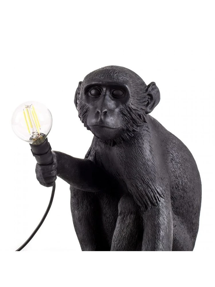 Seletti Monkey Lamp Sitting - Zwart 1 Seletti Monkey Lamp Sitting - Zwart